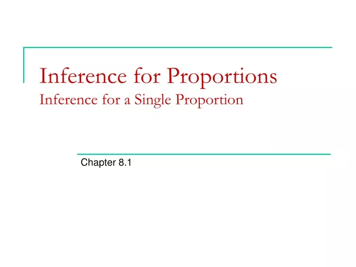 inference for proportions inference for a single proportion
