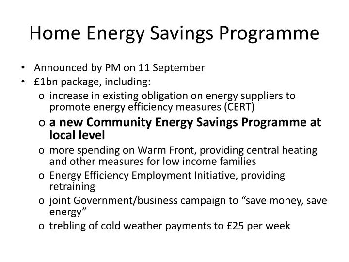 home energy savings programme