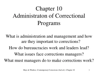 Chapter 10  Administraton of Correctional Programs