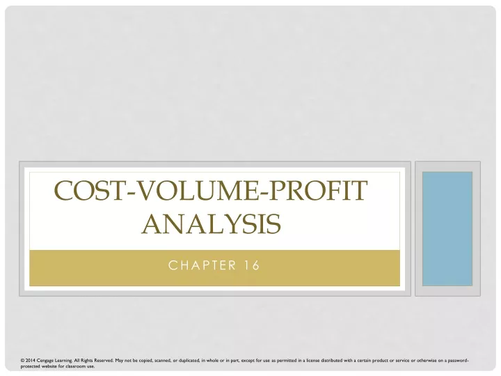 cost volume profit analysis cost volume profit analysis