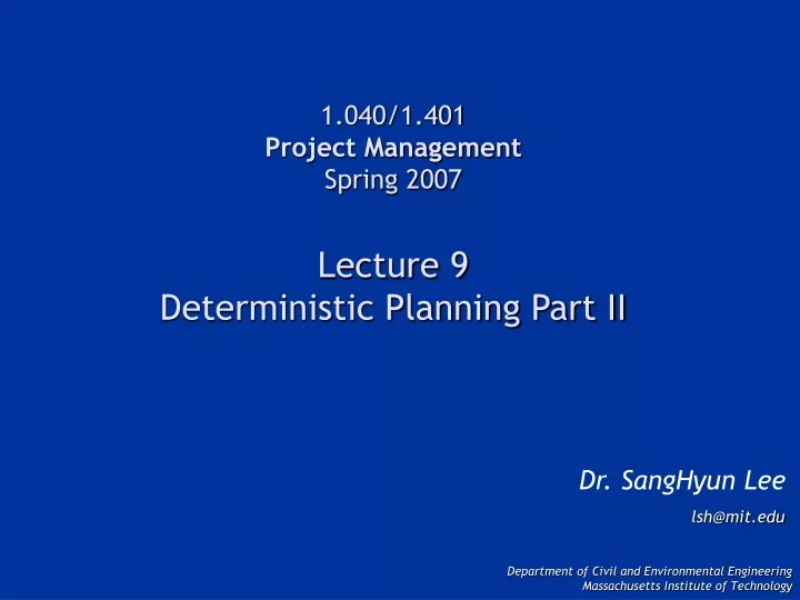 1 040 1 401 project management spring 2007