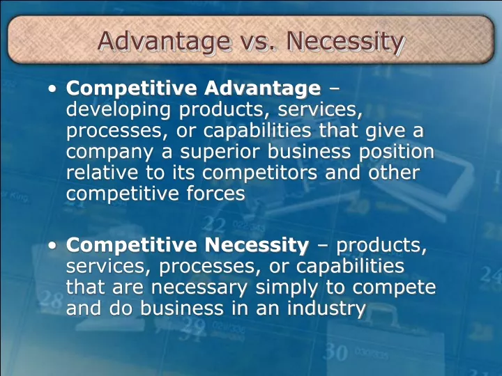 advantage vs necessity