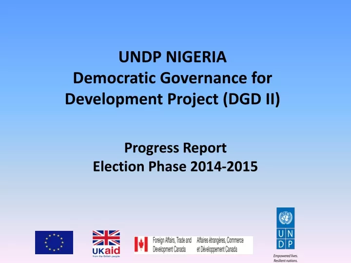 undp nigeria democratic governance for development project dgd ii