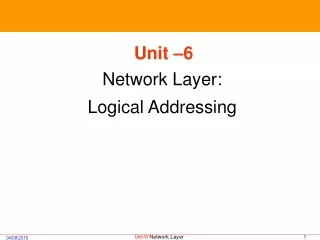 Unit –6 Network Layer: Logical Addressing