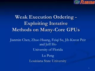 Weak Execution Ordering - Exploiting Iterative Methods on Many-Core GPUs