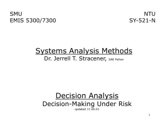 Decision Analysis Decision-Making Under Risk updated 11.06.01