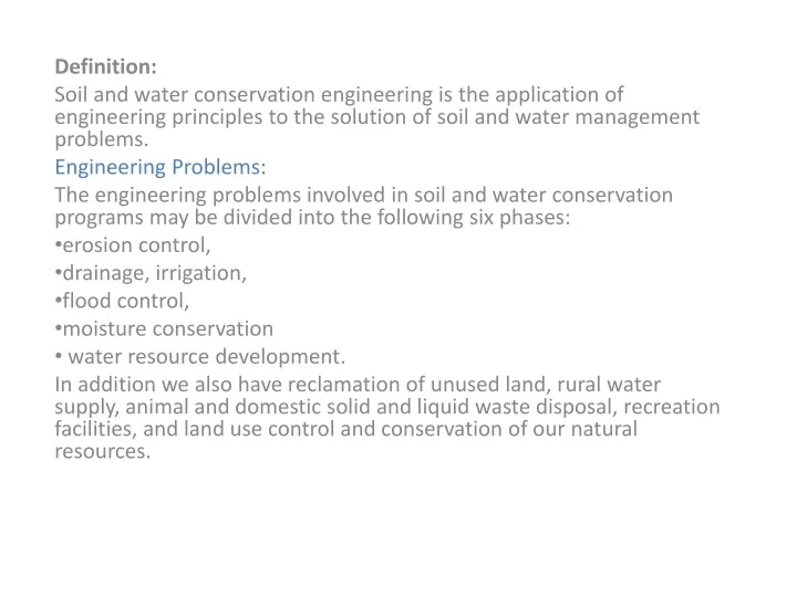 definition soil and water conservation