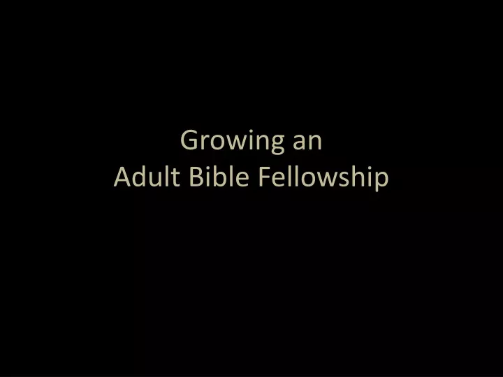 growing an adult bible fellowship