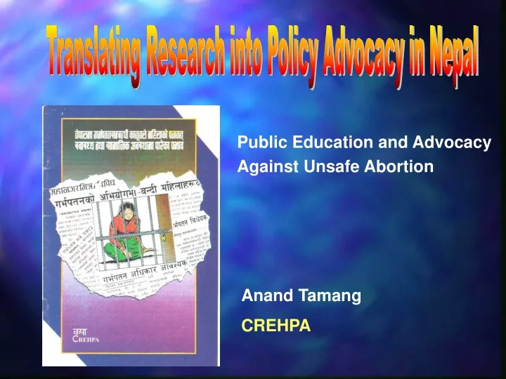 translating research into policy advocacy in nepal