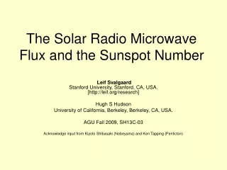 The Solar Radio Microwave Flux and the Sunspot Number