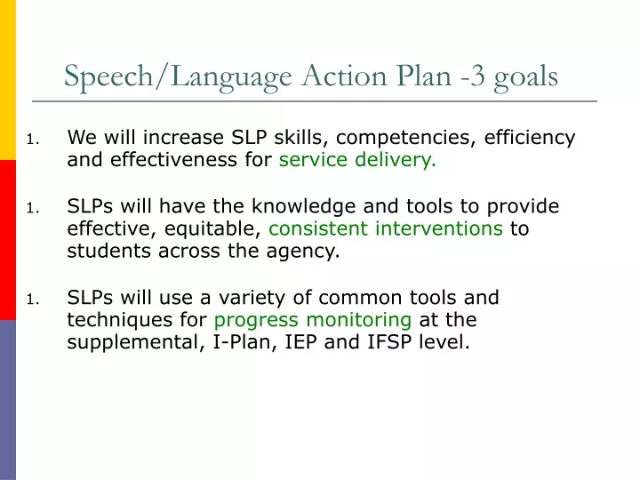 speech language action plan 3 goals