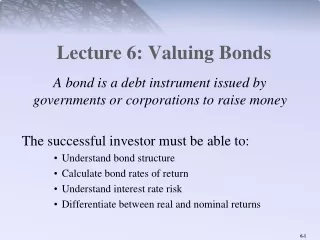 Lecture 6: Valuing Bonds
