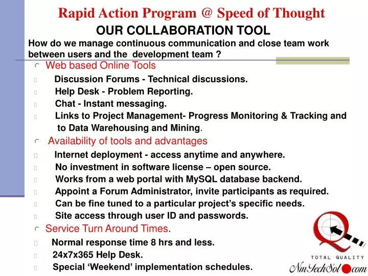 rapid action program @ speed of thought