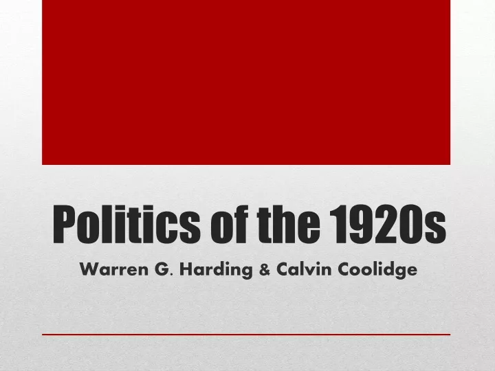 politics of the 1920s