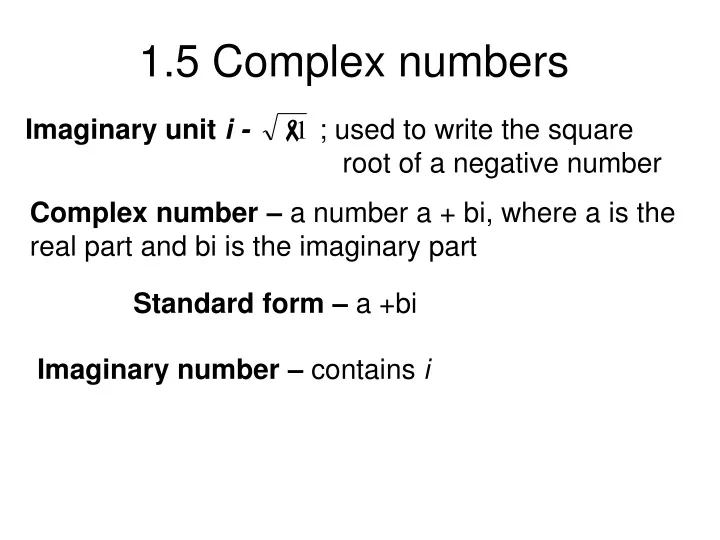 1 5 complex numbers