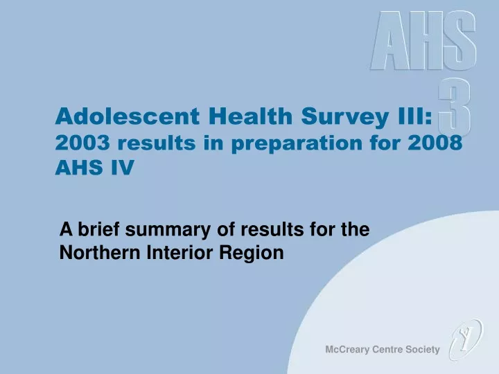 adolescent health survey iii 2003 results