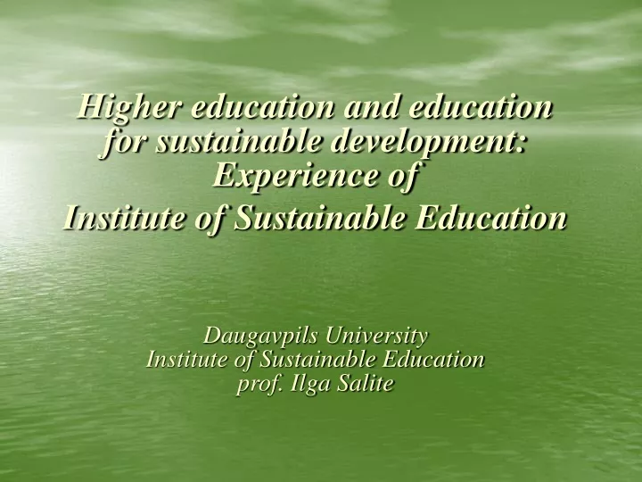 higher education and education for sustainable