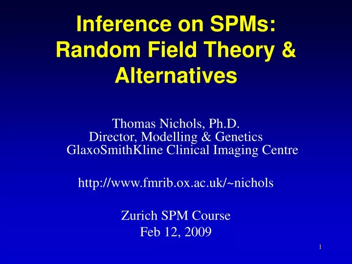 inference on spms random field theory alternatives