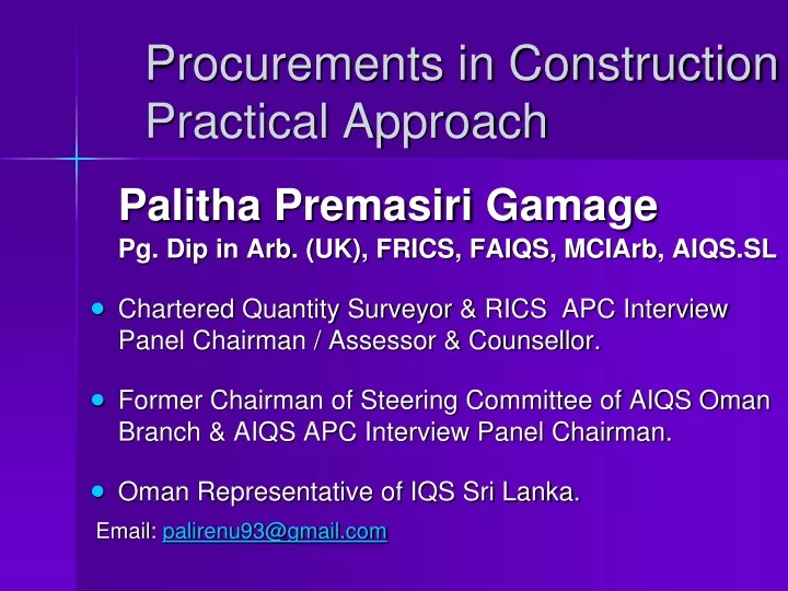 procurements in construction practical approach