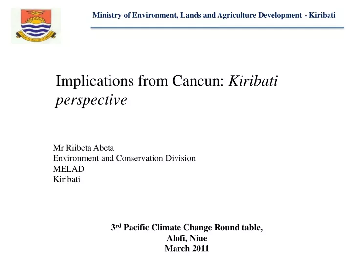 ministry of environment lands and agriculture development kiribati