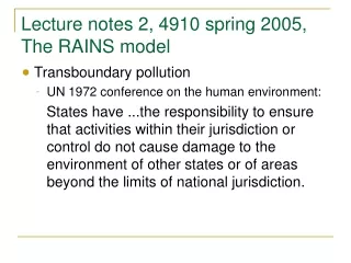 Lecture notes 2, 4910 spring 2005,  The RAINS model