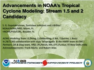 Advancements in NOAA’s Tropical Cyclone  Modeling: Stream 1.5 and 2 Candidacy
