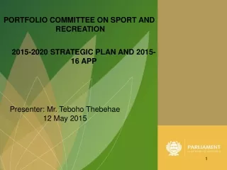 2015-2020 STRATEGIC PLAN AND 2015-16 APP