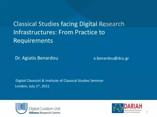 Classical Studies facing Digital Research Infrastructures: From Practice to Requirements