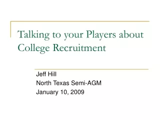 Talking to your Players about College Recruitment