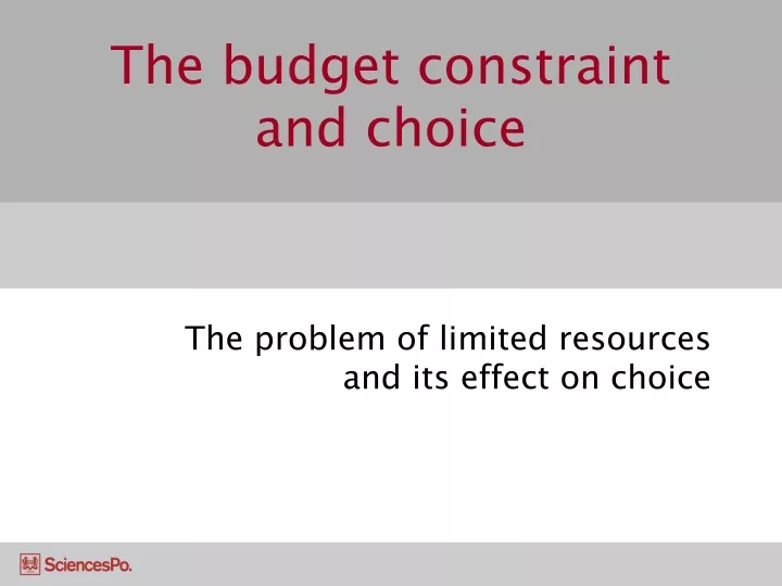 the budget constraint and choice