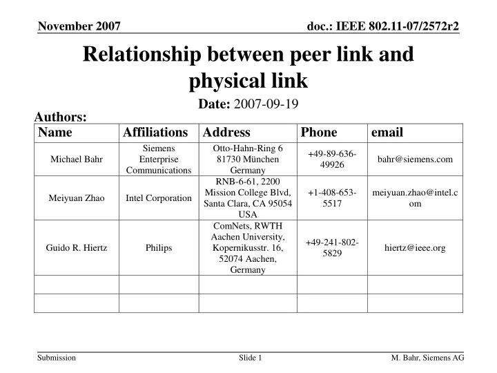 relationship between peer link and physical link
