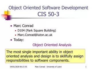 Object Oriented Software Development          CIS 50-3