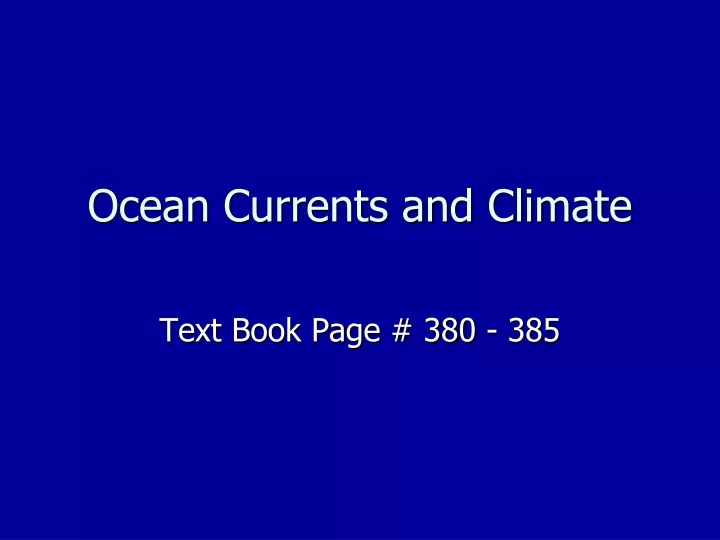 ocean currents and climate