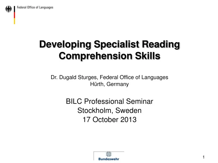 developing specialist reading comprehension
