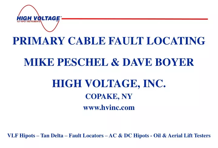 primary cable fault locating mike peschel dave