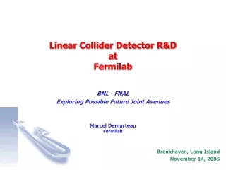 Linear Collider Detector R&amp;D at  Fermilab