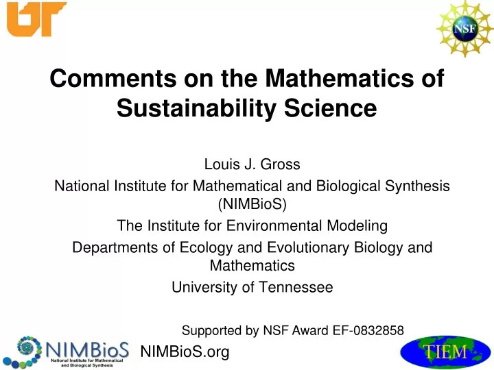 comments on the mathematics of sustainability science