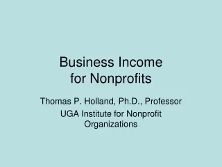 Business Income                  for Nonprofits