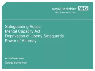Safeguarding Adults Mental Capacity Act Deprivation of Liberty Safeguards Power of Attorney
