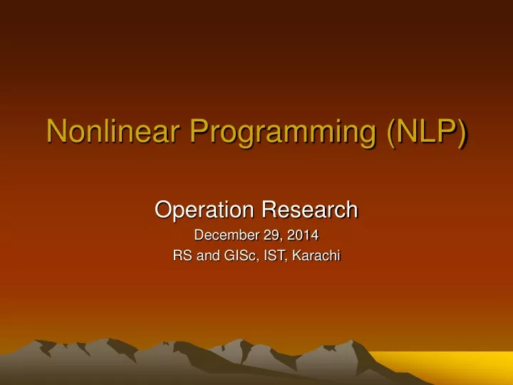 nonlinear programming nlp