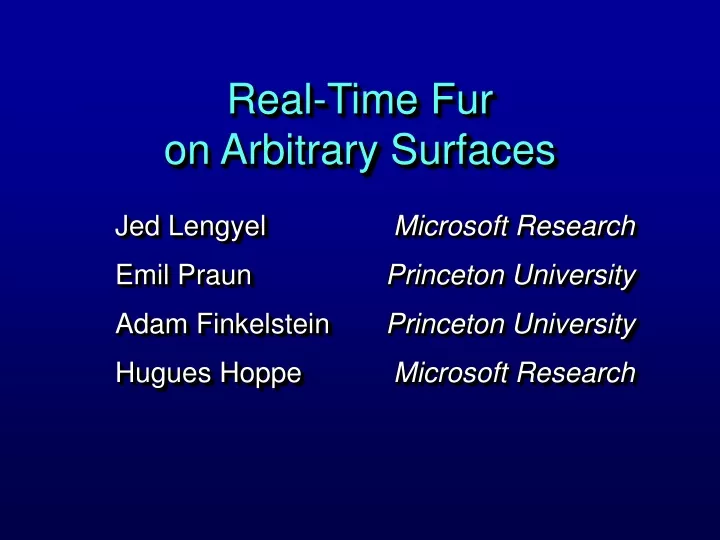 real time fur on arbitrary surfaces