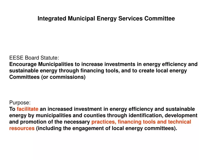 integrated municipal energy services committee