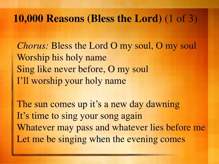 10 000 reasons bless the lord 1 of 3