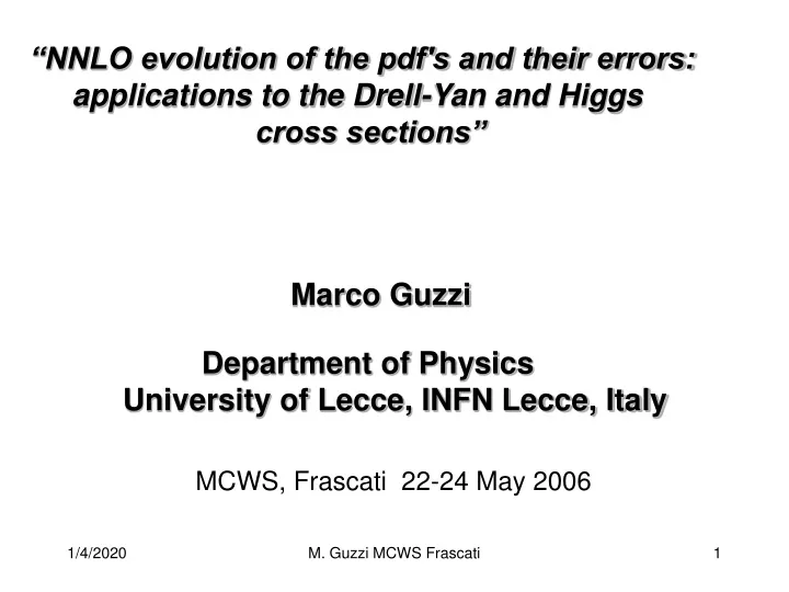 nnlo evolution of the pdf s and their errors