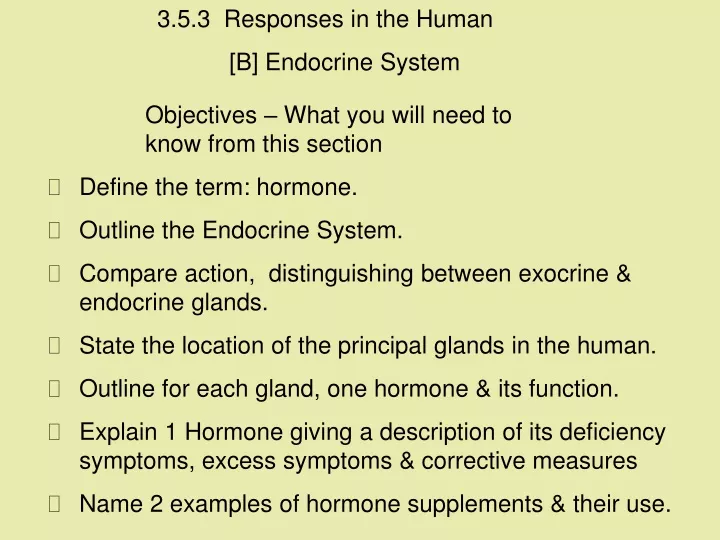 3 5 3 responses in the human b endocrine system