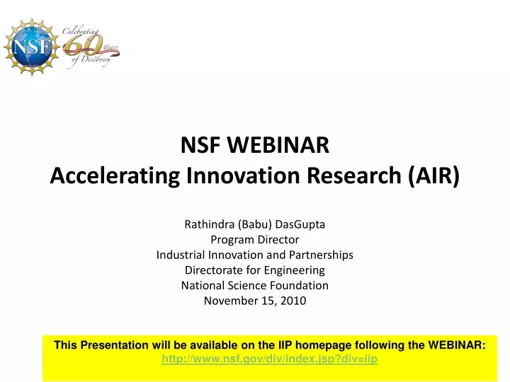nsf webinar accelerating innovation research air