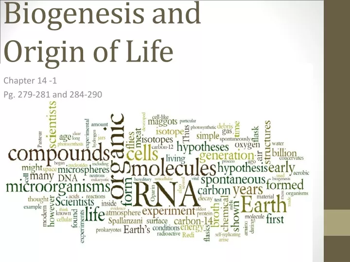 biogenesis and origin of life