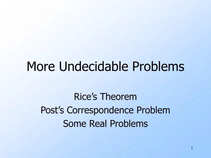 more undecidable problems