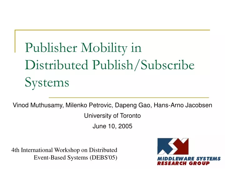 publisher mobility in distributed publish subscribe systems