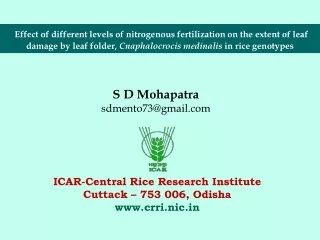 ICAR-Central Rice Research Institute Cuttack – 753 006,  Odisha crri.nic